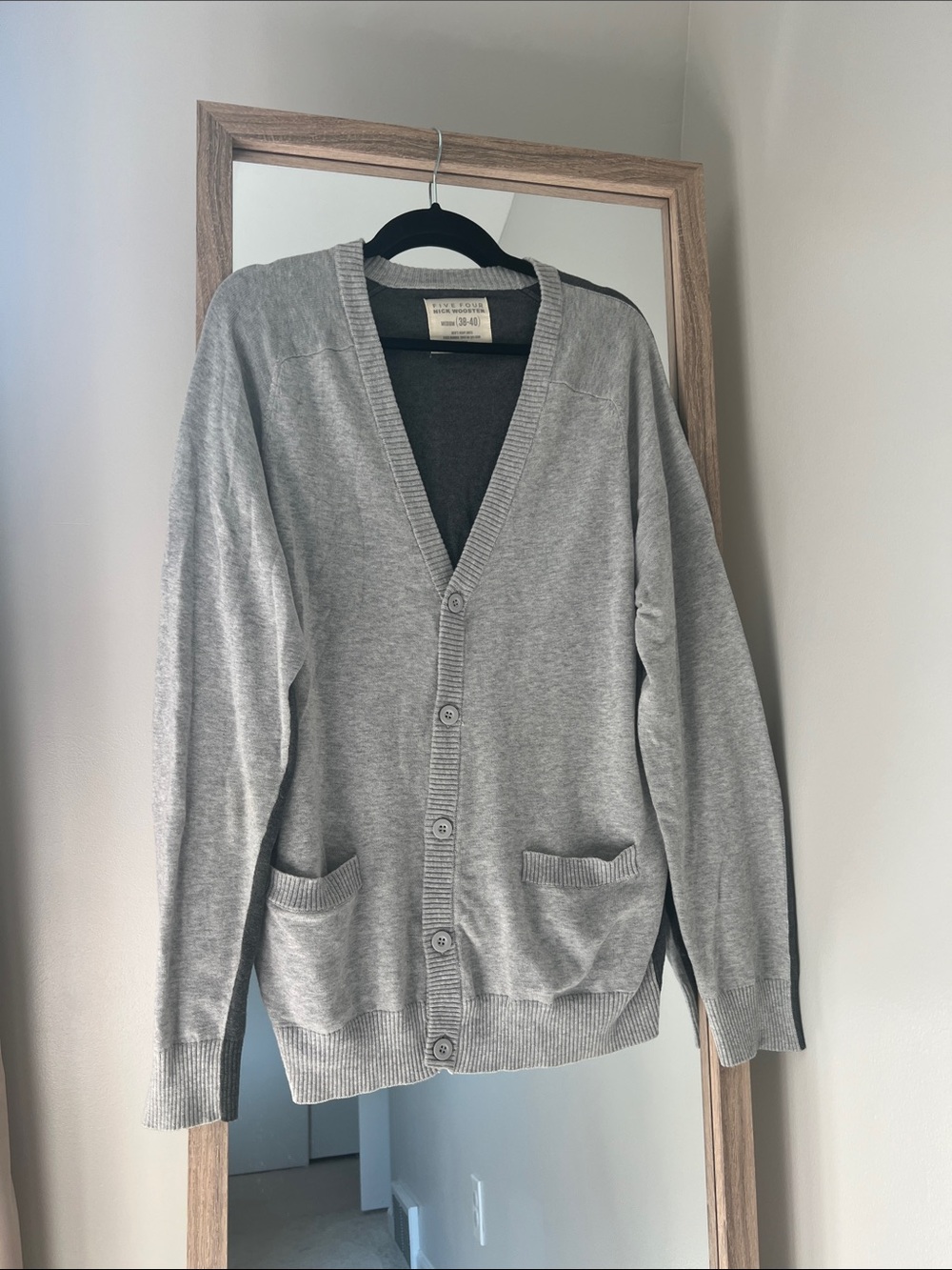 Light Gray V-Neck Cardigan Sweater